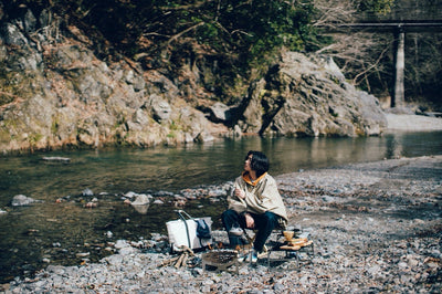 Outdoor Weekend - A lonely time to grow a fire on the riverbank -