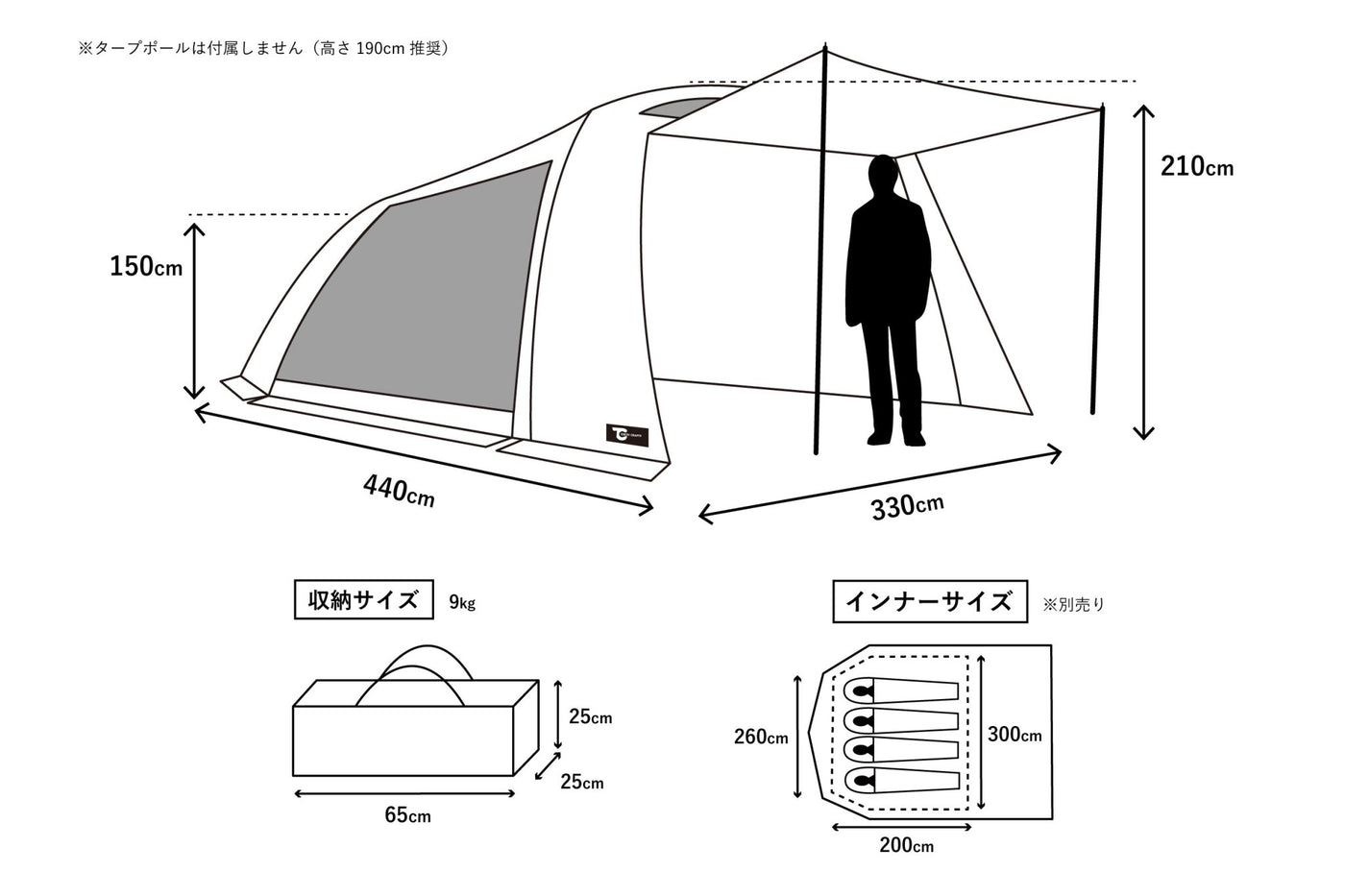 【初売りセール】テンビ(カーキ)シェルタールーフ付お得セット - TOKYO CRAFTS